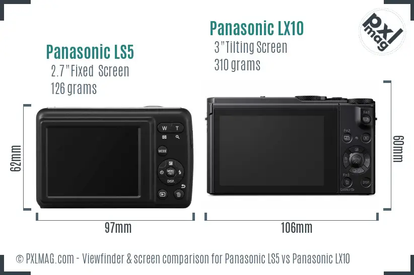Panasonic LS5 vs Panasonic LX10 Screen and Viewfinder comparison