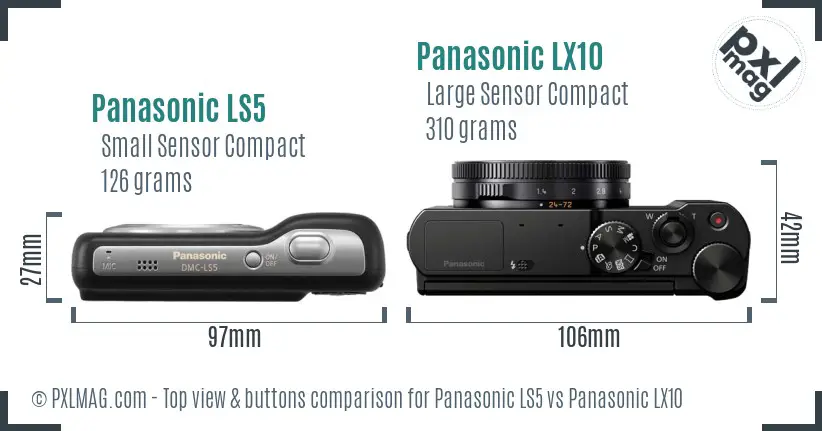 Panasonic LS5 vs Panasonic LX10 top view buttons comparison