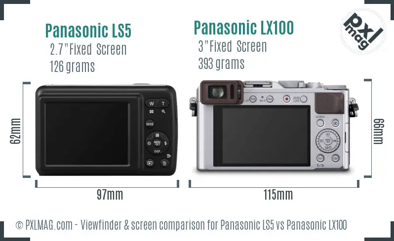 Panasonic LS5 vs Panasonic LX100 Screen and Viewfinder comparison