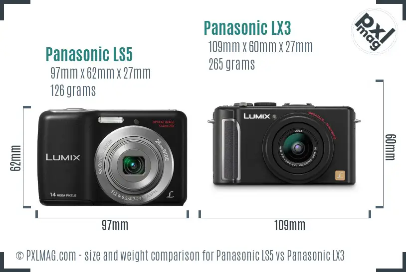 Panasonic LS5 vs Panasonic LX3 size comparison