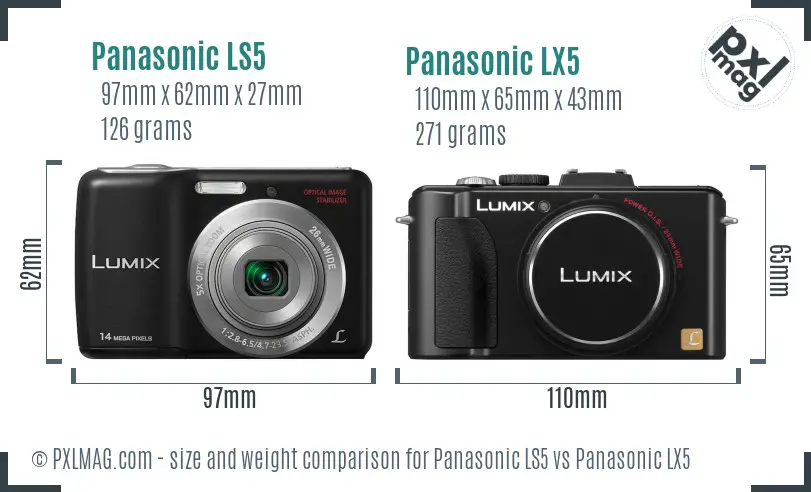 Panasonic LS5 vs Panasonic LX5 size comparison