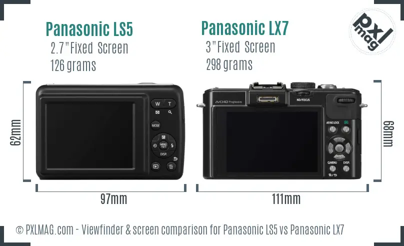 Panasonic LS5 vs Panasonic LX7 Screen and Viewfinder comparison