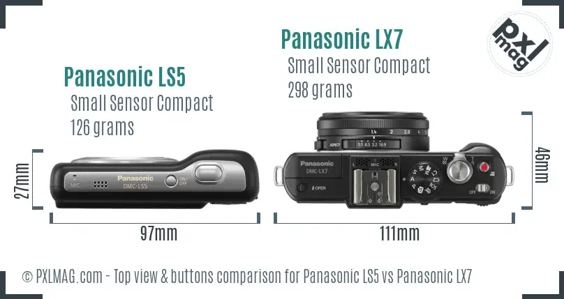 Panasonic LS5 vs Panasonic LX7 top view buttons comparison