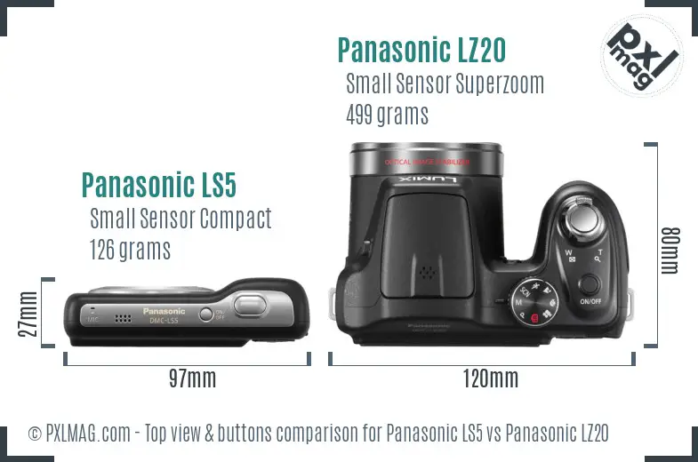 Panasonic LS5 vs Panasonic LZ20 top view buttons comparison