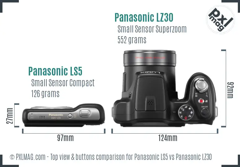 Panasonic LS5 vs Panasonic LZ30 top view buttons comparison