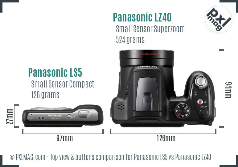 Panasonic LS5 vs Panasonic LZ40 top view buttons comparison