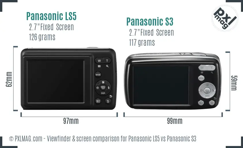 Panasonic LS5 vs Panasonic S3 Screen and Viewfinder comparison