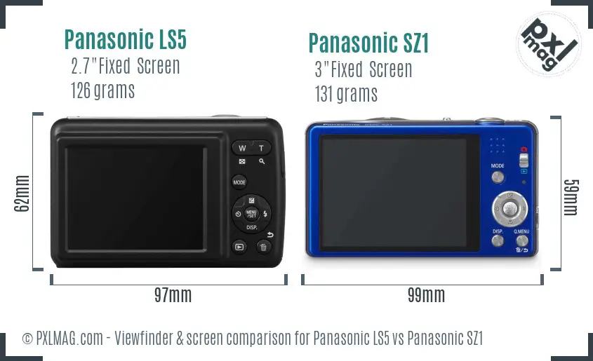 Panasonic LS5 vs Panasonic SZ1 Screen and Viewfinder comparison