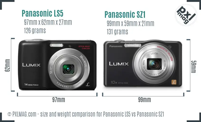 Panasonic LS5 vs Panasonic SZ1 size comparison