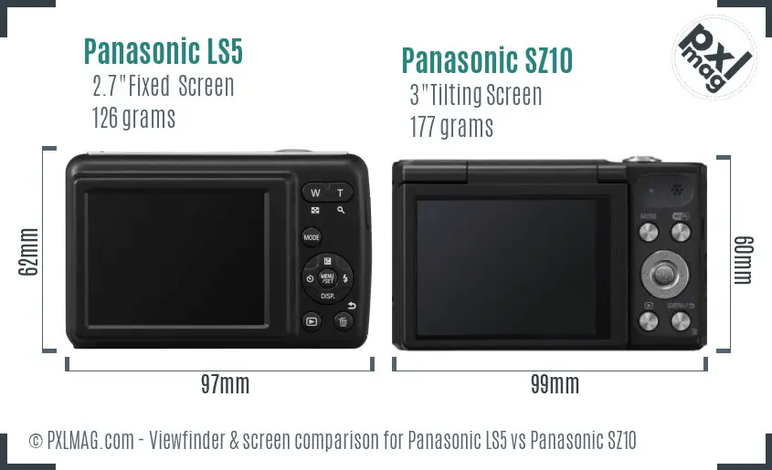 Panasonic LS5 vs Panasonic SZ10 Screen and Viewfinder comparison