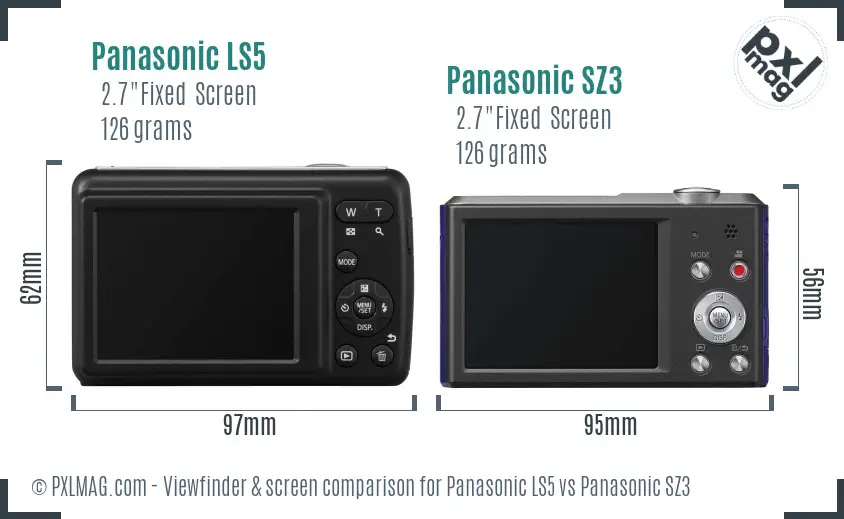 Panasonic LS5 vs Panasonic SZ3 Screen and Viewfinder comparison