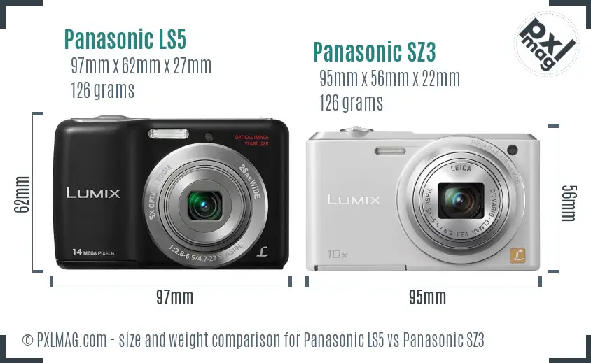 Panasonic LS5 vs Panasonic SZ3 size comparison