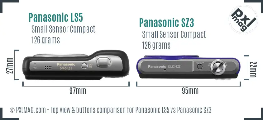 Panasonic LS5 vs Panasonic SZ3 top view buttons comparison