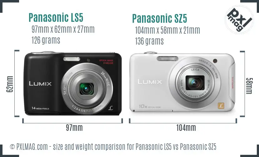 Panasonic LS5 vs Panasonic SZ5 size comparison