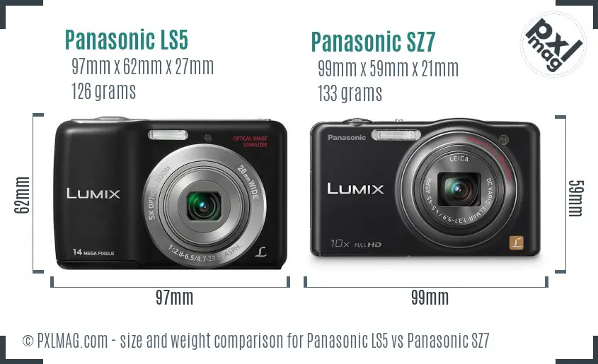 Panasonic LS5 vs Panasonic SZ7 size comparison
