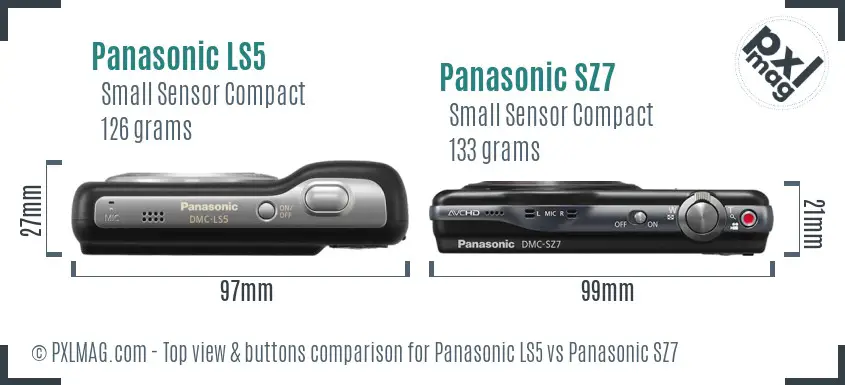 Panasonic LS5 vs Panasonic SZ7 top view buttons comparison