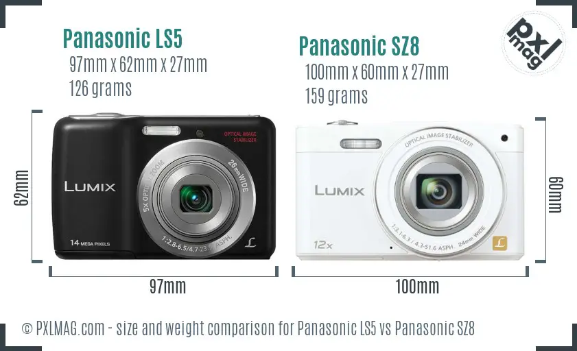 Panasonic LS5 vs Panasonic SZ8 size comparison