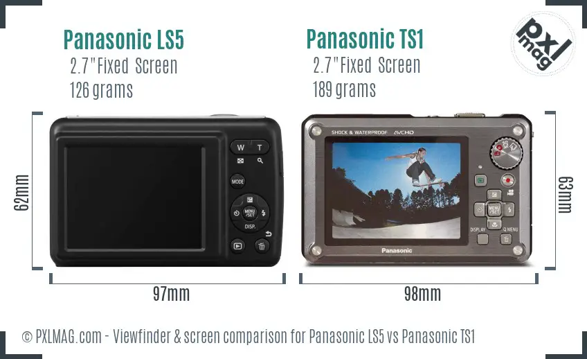 Panasonic LS5 vs Panasonic TS1 Screen and Viewfinder comparison