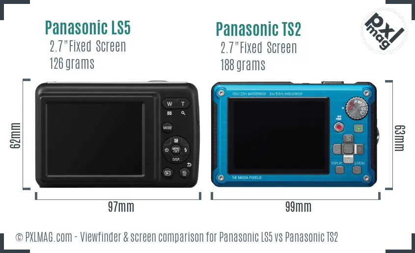 Panasonic LS5 vs Panasonic TS2 Screen and Viewfinder comparison