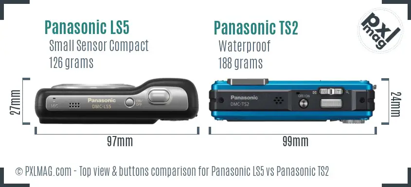 Panasonic LS5 vs Panasonic TS2 top view buttons comparison