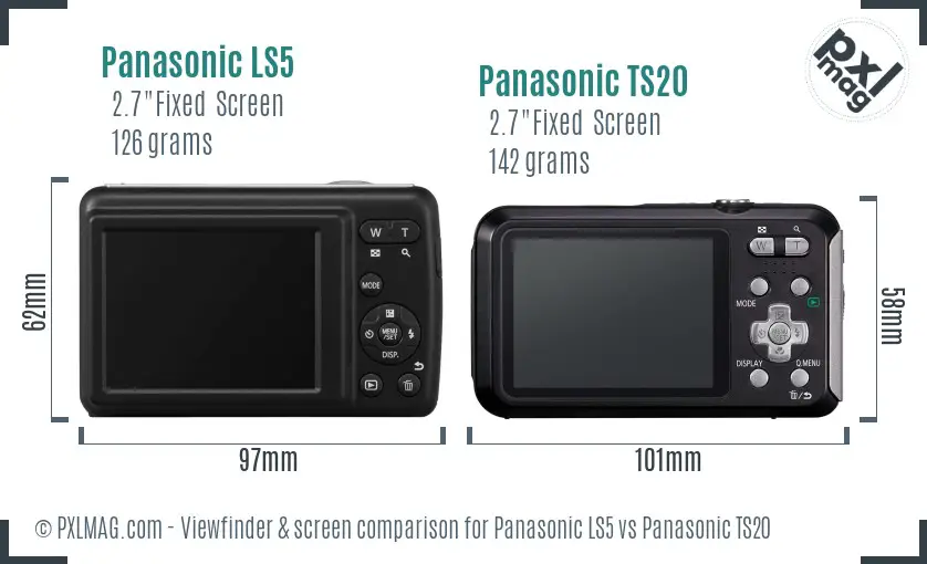 Panasonic LS5 vs Panasonic TS20 Screen and Viewfinder comparison