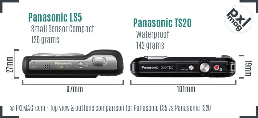 Panasonic LS5 vs Panasonic TS20 top view buttons comparison