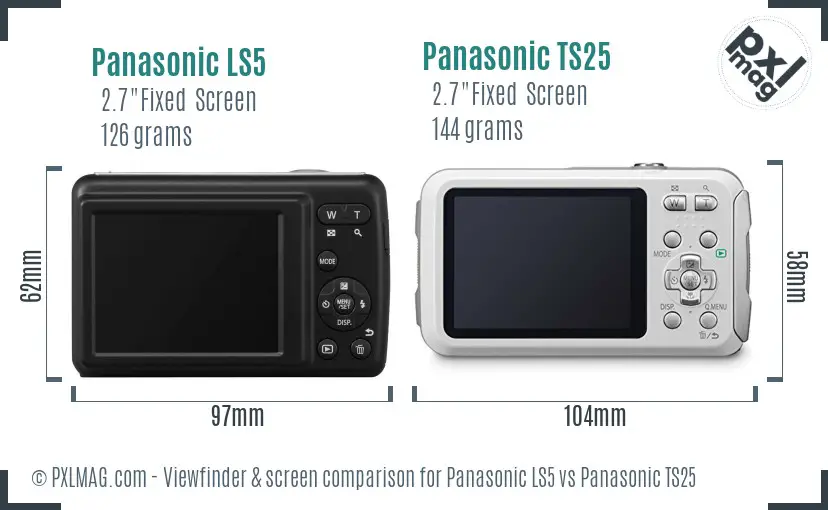 Panasonic LS5 vs Panasonic TS25 Screen and Viewfinder comparison