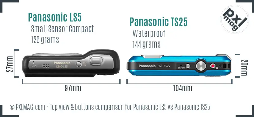 Panasonic LS5 vs Panasonic TS25 top view buttons comparison