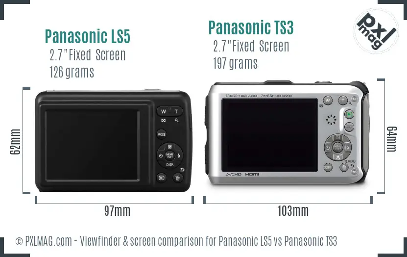 Panasonic LS5 vs Panasonic TS3 Screen and Viewfinder comparison