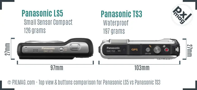 Panasonic LS5 vs Panasonic TS3 top view buttons comparison