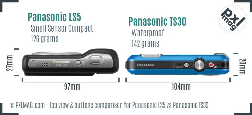 Panasonic LS5 vs Panasonic TS30 top view buttons comparison