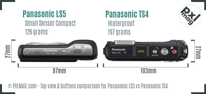 Panasonic LS5 vs Panasonic TS4 top view buttons comparison