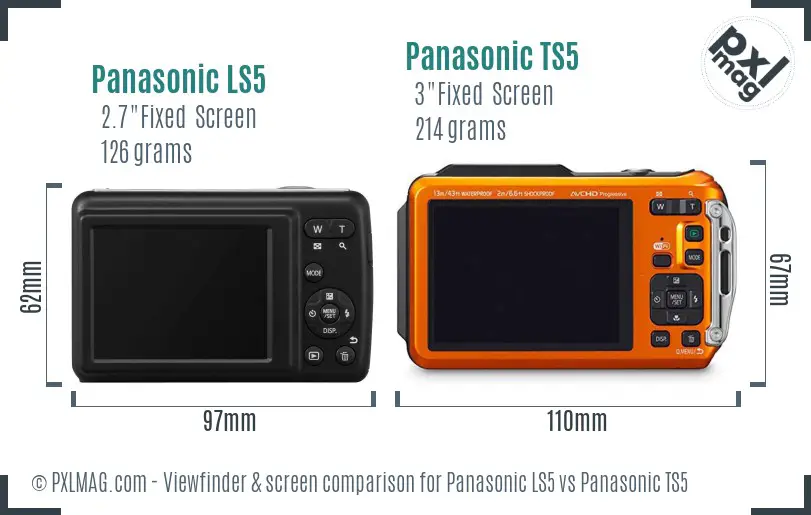 Panasonic LS5 vs Panasonic TS5 Screen and Viewfinder comparison