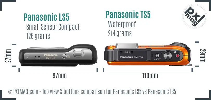 Panasonic LS5 vs Panasonic TS5 top view buttons comparison