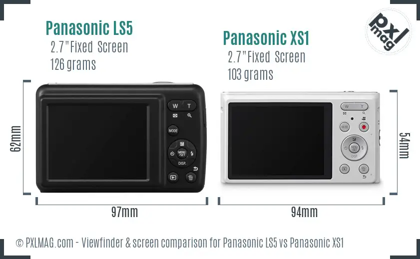 Panasonic LS5 vs Panasonic XS1 Screen and Viewfinder comparison