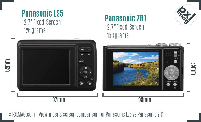 Panasonic LS5 vs Panasonic ZR1 Screen and Viewfinder comparison