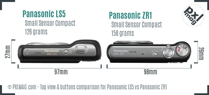 Panasonic LS5 vs Panasonic ZR1 top view buttons comparison