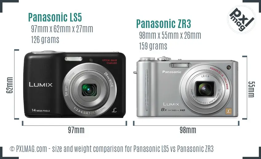 Panasonic LS5 vs Panasonic ZR3 size comparison