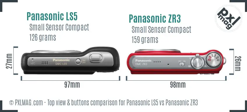 Panasonic LS5 vs Panasonic ZR3 top view buttons comparison