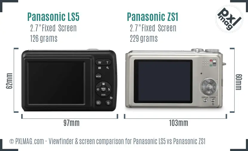 Panasonic LS5 vs Panasonic ZS1 Screen and Viewfinder comparison