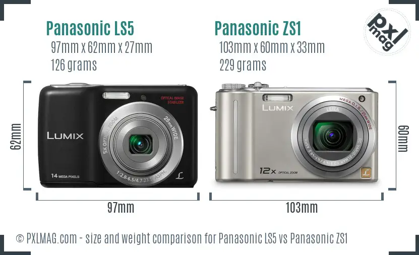 Panasonic LS5 vs Panasonic ZS1 size comparison