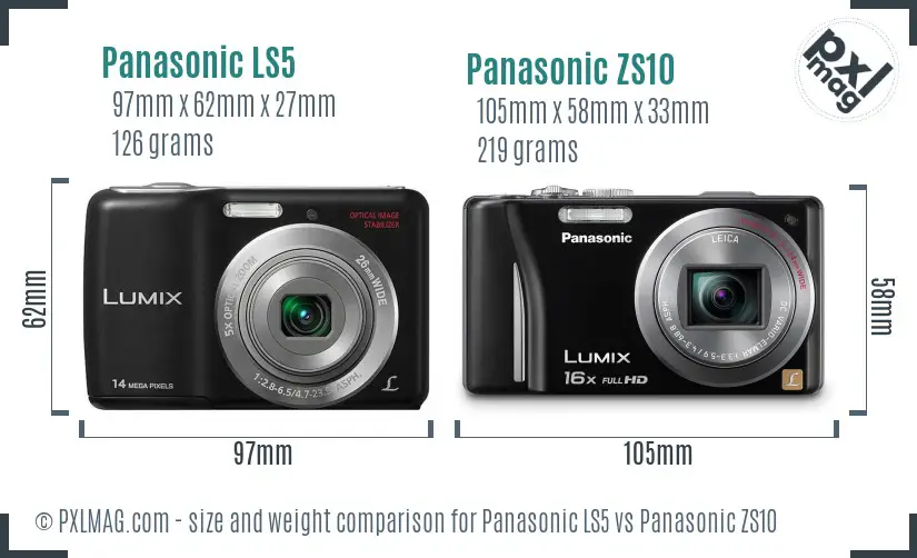 Panasonic LS5 vs Panasonic ZS10 size comparison