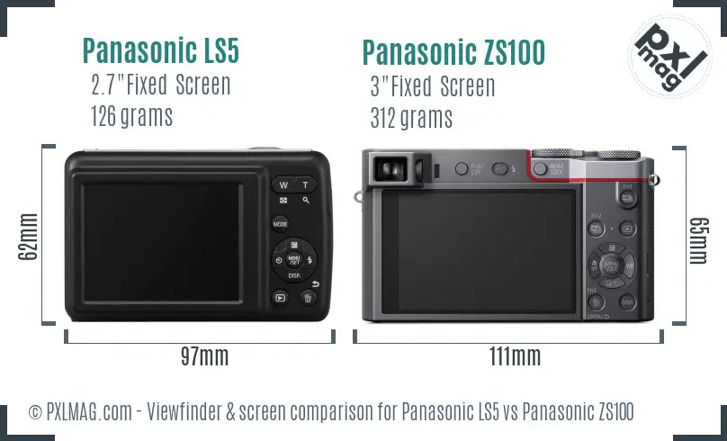 Panasonic LS5 vs Panasonic ZS100 Screen and Viewfinder comparison