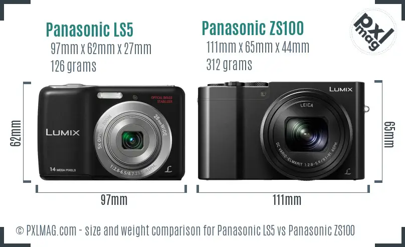 Panasonic LS5 vs Panasonic ZS100 size comparison