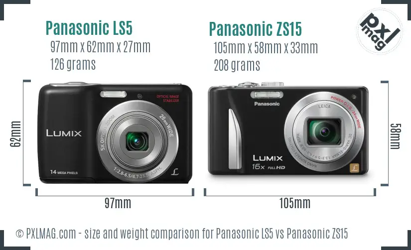 Panasonic LS5 vs Panasonic ZS15 size comparison