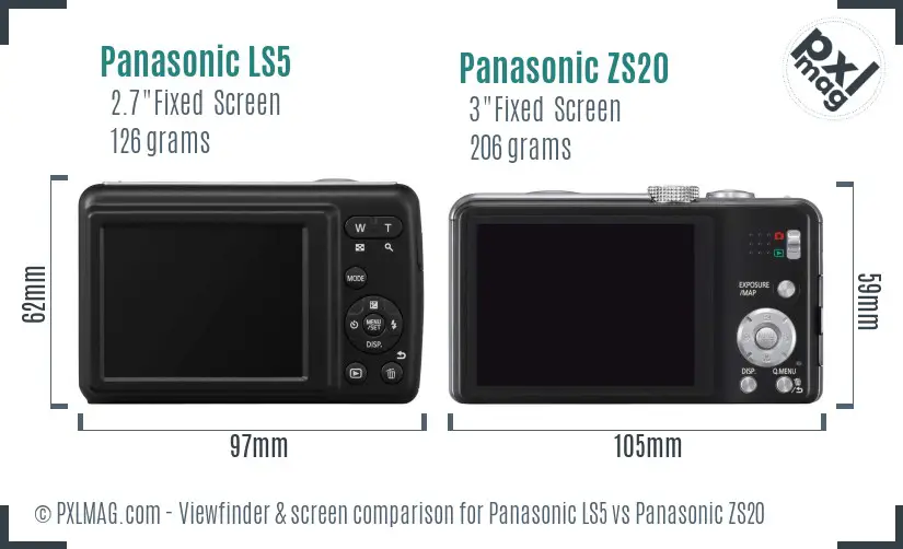 Panasonic LS5 vs Panasonic ZS20 Screen and Viewfinder comparison