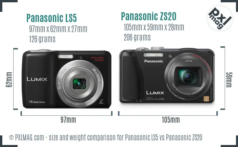 Panasonic LS5 vs Panasonic ZS20 size comparison