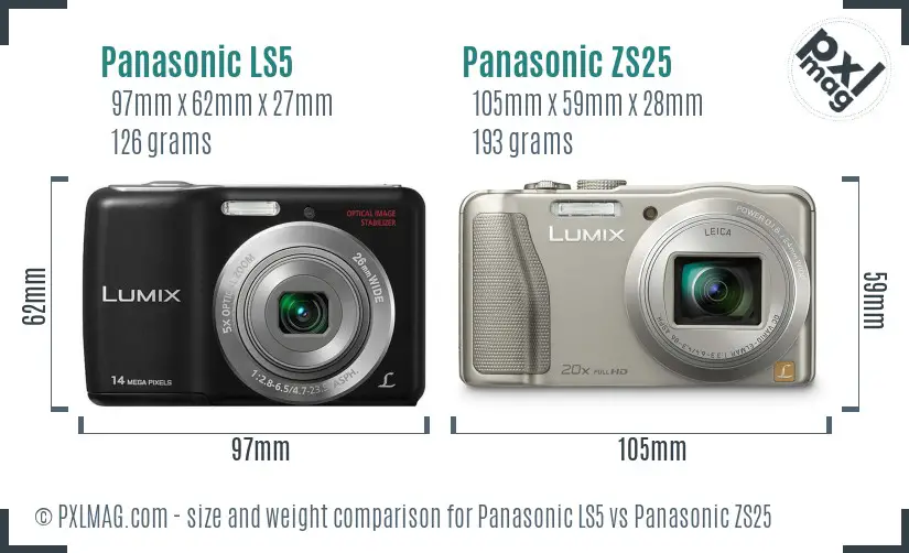 Panasonic LS5 vs Panasonic ZS25 size comparison