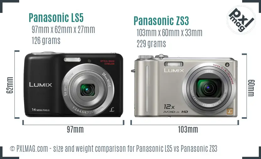 Panasonic LS5 vs Panasonic ZS3 size comparison