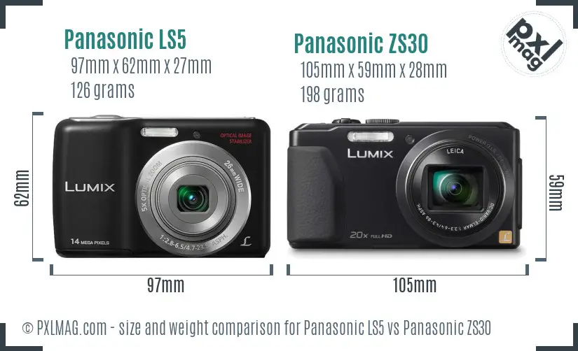 Panasonic LS5 vs Panasonic ZS30 size comparison